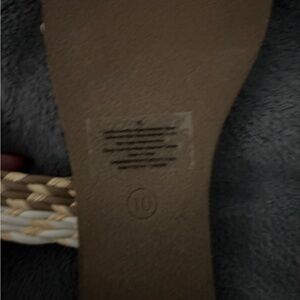 Braided White and Tan Slide Sandals - Size 10